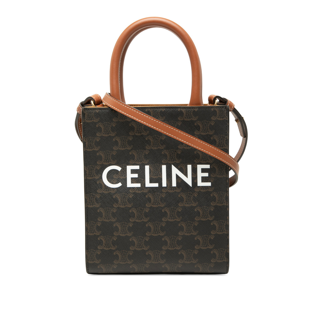 Pre-Loved Celine Mini Triomphe Coated Canvas Vertical Cabas Satchel